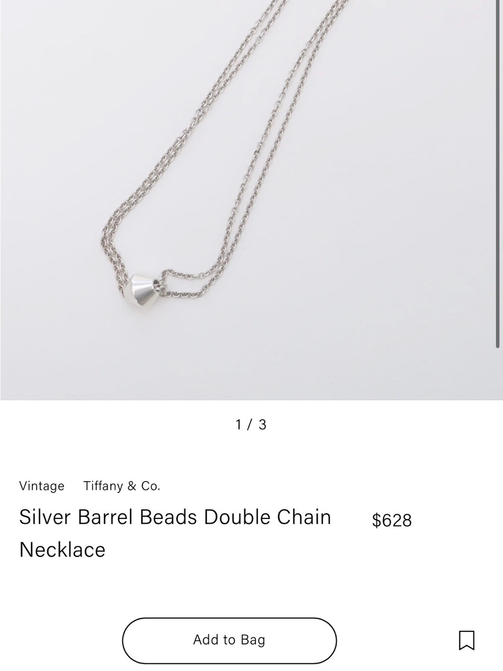 Tiffany & Co. Vintage Silver Barrel Beads Double Chain Necklace - Picture 3 of 8